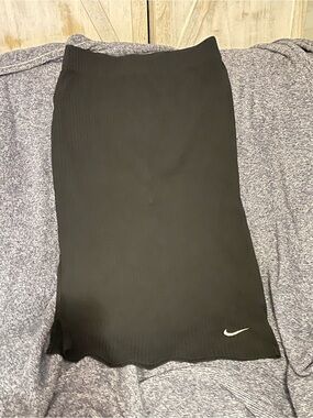 Nike Black Ribbed Pencil Skirt with Swoosh